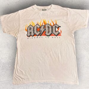 AC/DC Shirt‎ Adult Large White Highway To Hell Fire T-shirt Graphic